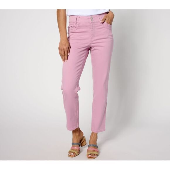 Susan Graver Women's Petite Pants 16P Spring Straight Leg Crop White A638432 - Picture 1 of 4